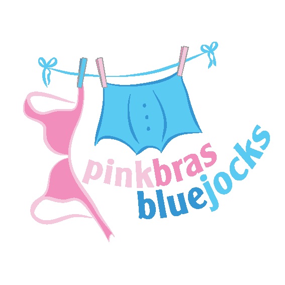 Pink bras Blue jocks Logo